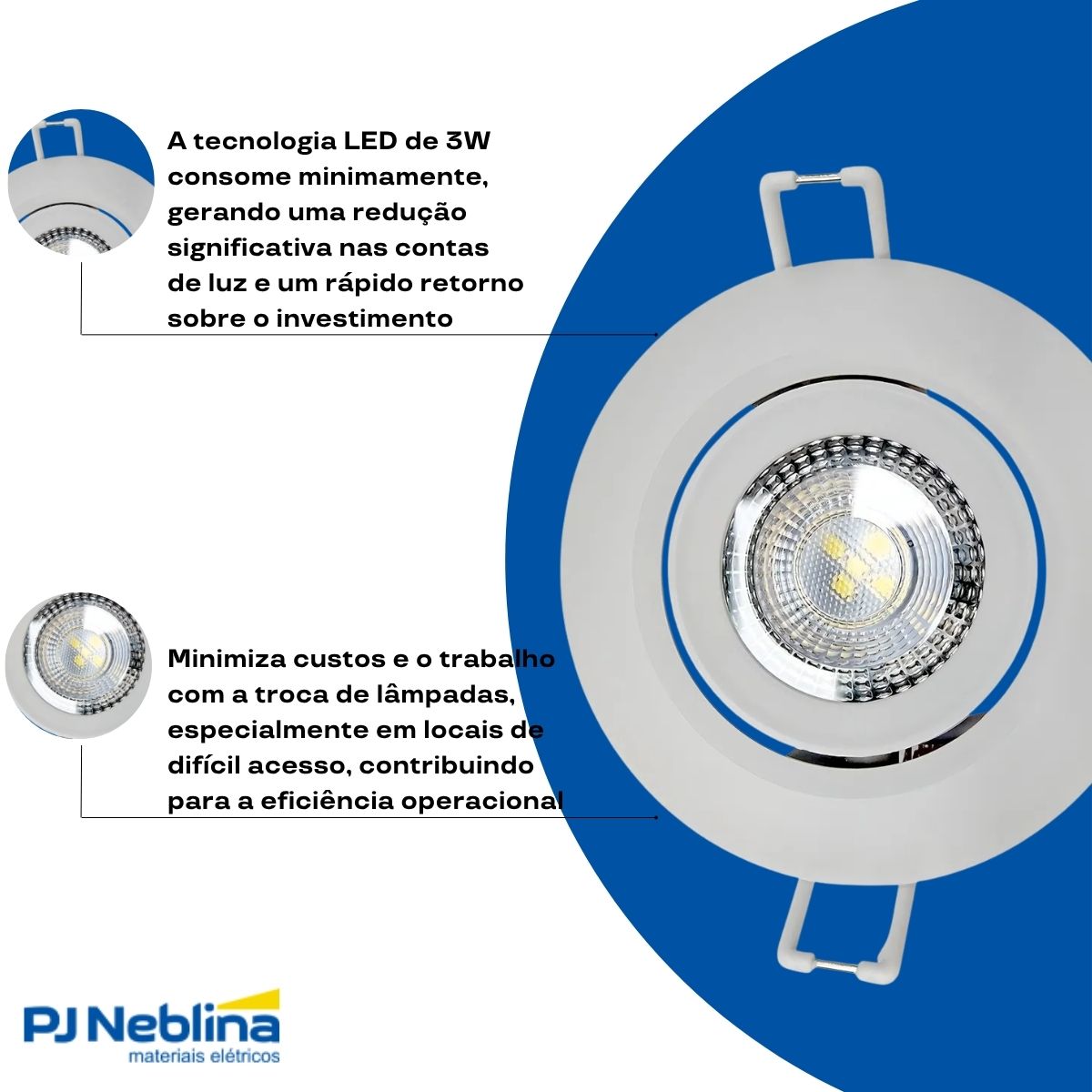 Luminária Spot Led Redonda Bc 3W Bivolt 6500K Branco Frio 250Lm - Avant