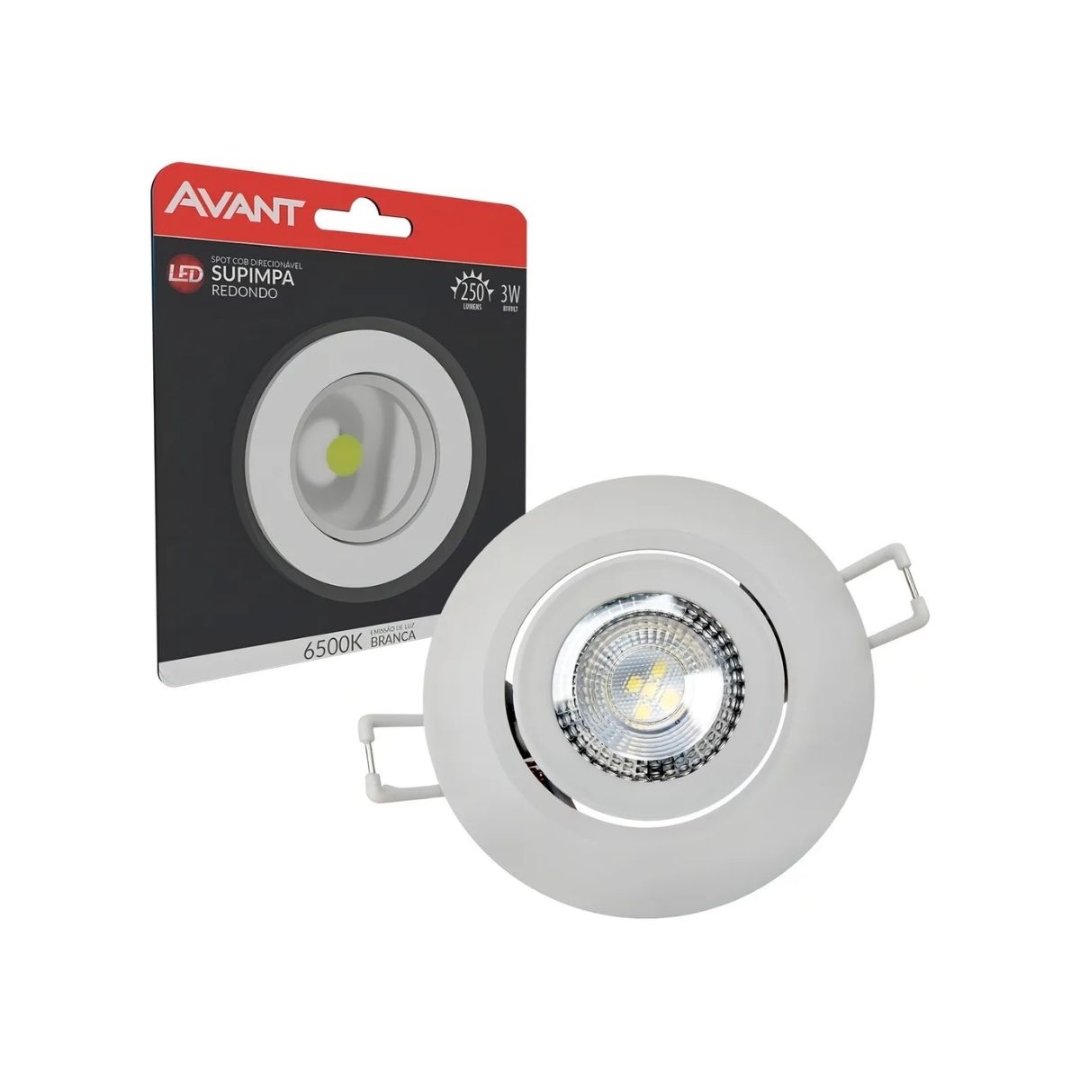 Luminária Spot Led Redonda Bc 3W Bivolt 6500K Branco Frio 250Lm - Avant