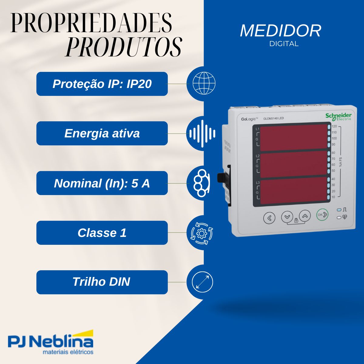 Medidor Digital de Energia Classe 1 com RS485 METSEGLDM3141 - Schneider