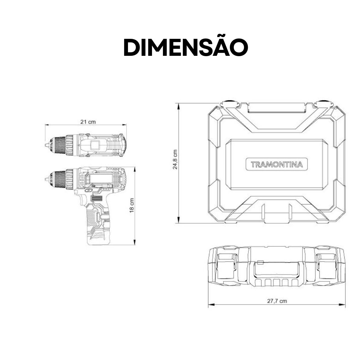 Parafusadeira Furadeira Mandril 3/8 10,8V 0-800 Rpm Com Maleta Com 30 Peças - Tramontina