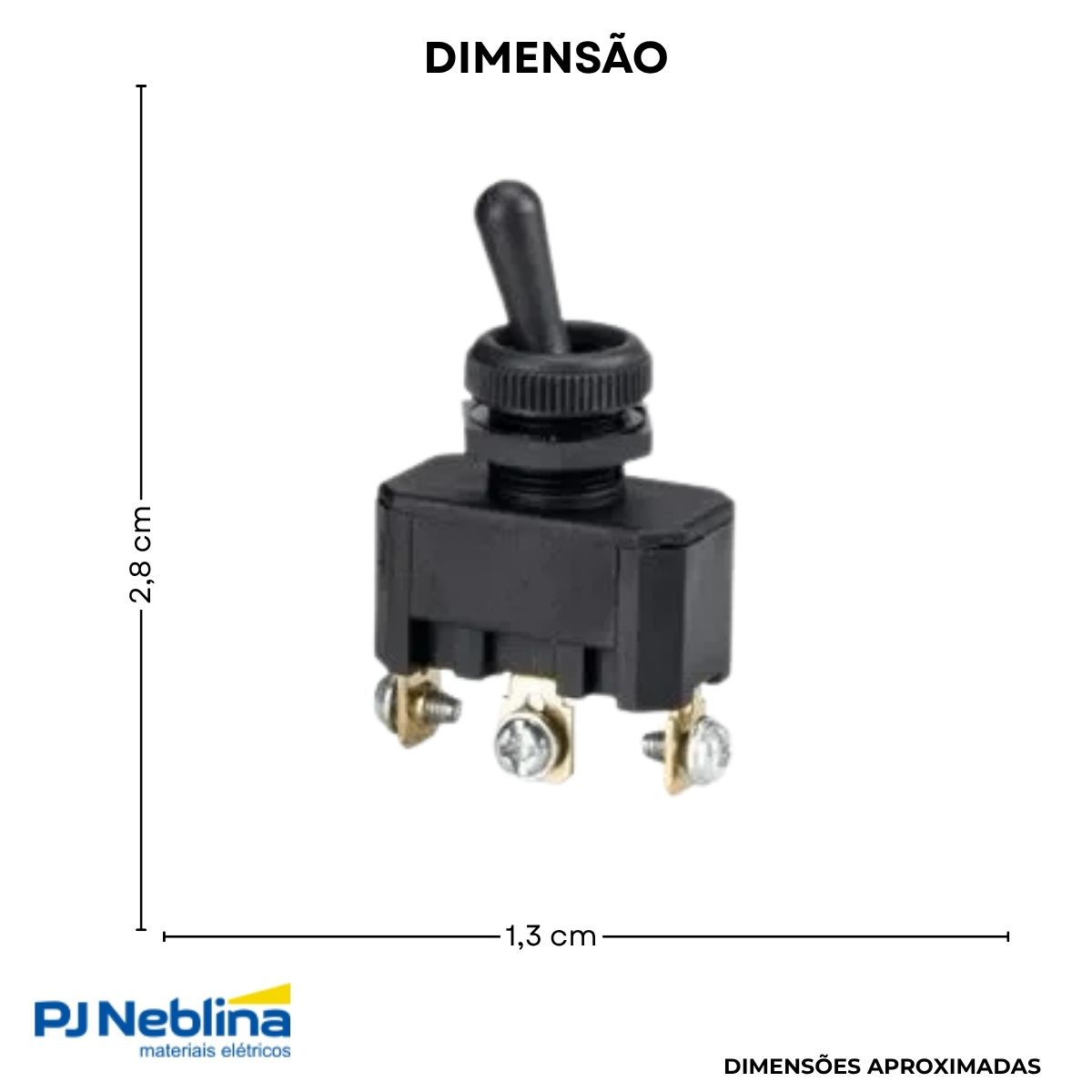 Chave Interruptor Alavanca Poliamida Unipolar Liga/Desl/Liga 15/10A 120/250V Pt Standard Terminal Parafuso - Margirius