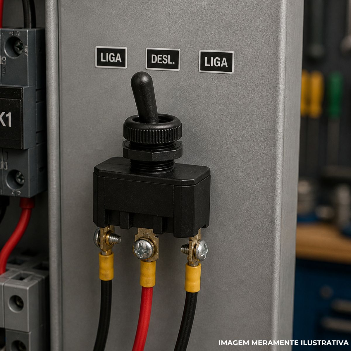 Chave Interruptor Alavanca Poliamida Unipolar Liga/Desl/Liga 15/10A 120/250V Pt Standard Terminal Parafuso - Margirius