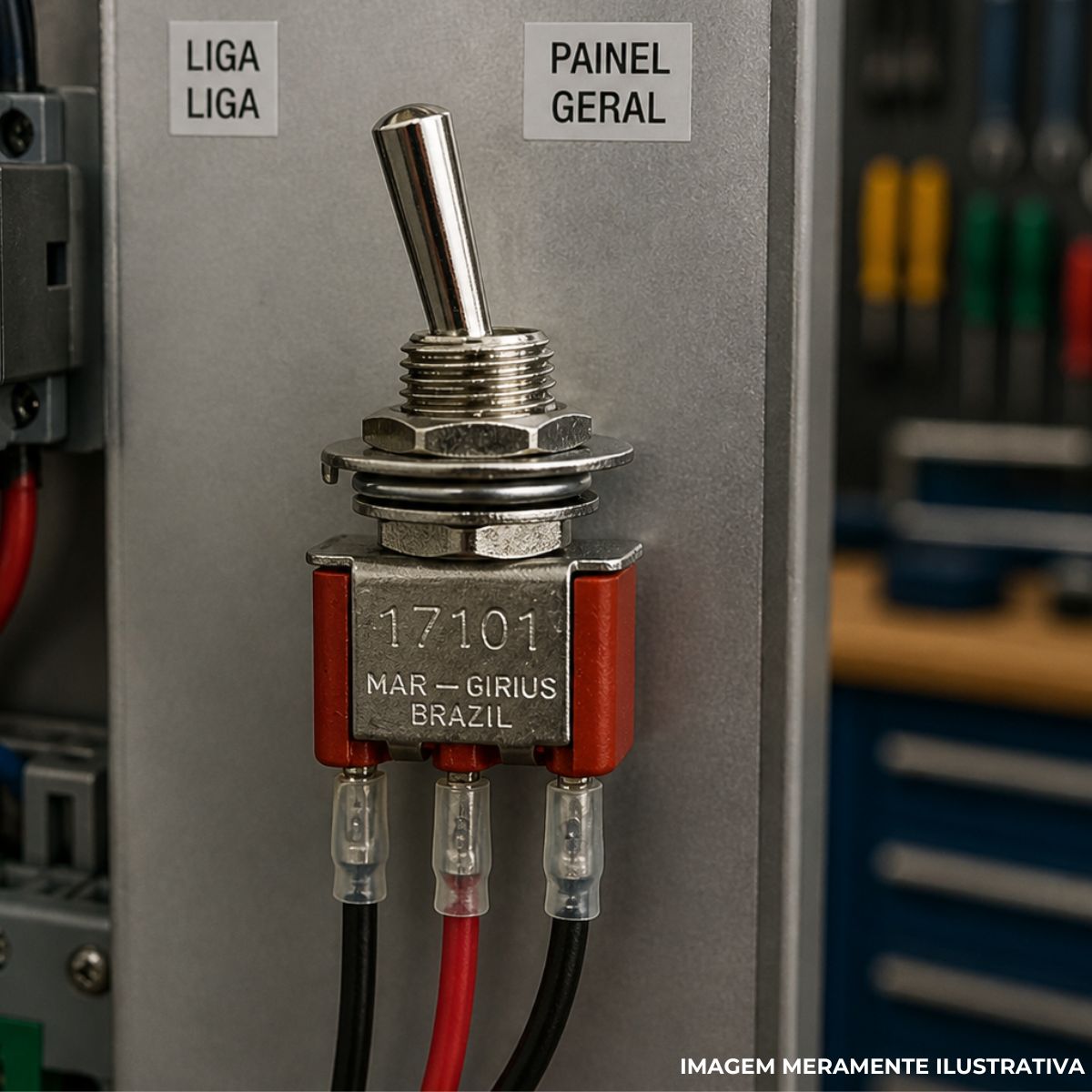 Chave Interruptor Alavanca Metalica Unipolar Liga/Liga 3/1A 120/250V Cromada Standard Terminal Faston - Margirius