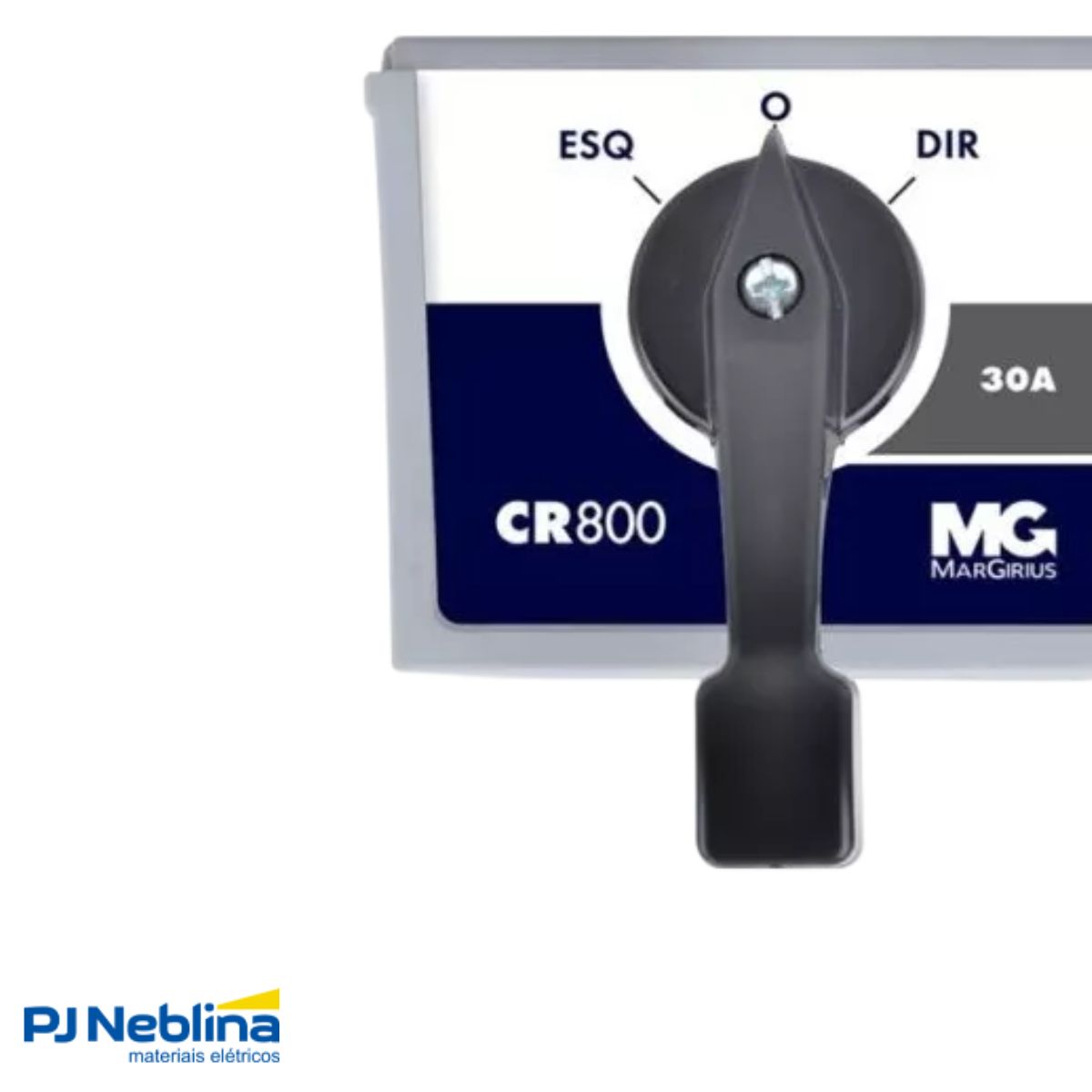 Chave Rotativa Reversora 3 Polos 30A 220V 3 Pos 45G Preto Sobrepor Caixa Aço - Margirius