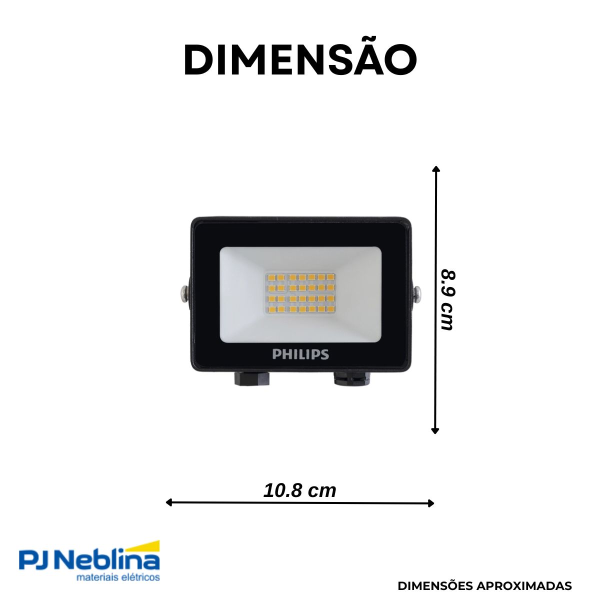 Luminária Refletor Led Retangular Sobrepor Preto 10W Bivolt 6500K Branco Frio 1050Lm 120G Ip65 - Philips