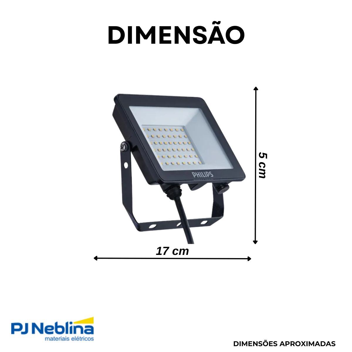 Luminária Refletor Led Retangular Sobrepor Preto 30W Bivolt 3000K Branco Quente 2820Lm 120G Ip65 - Philips
