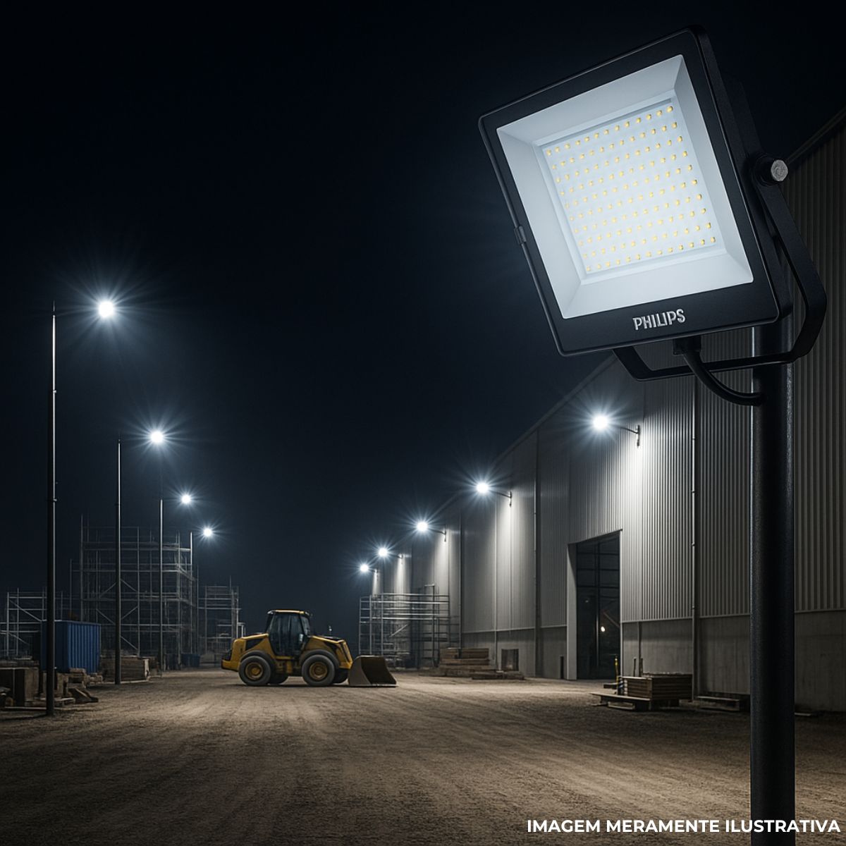 Luminária Refletor Led Retangular Sobrepor Preto 100W Bivolt 6500K Branco Frio 10000Lm 120G Ip65 - Philips