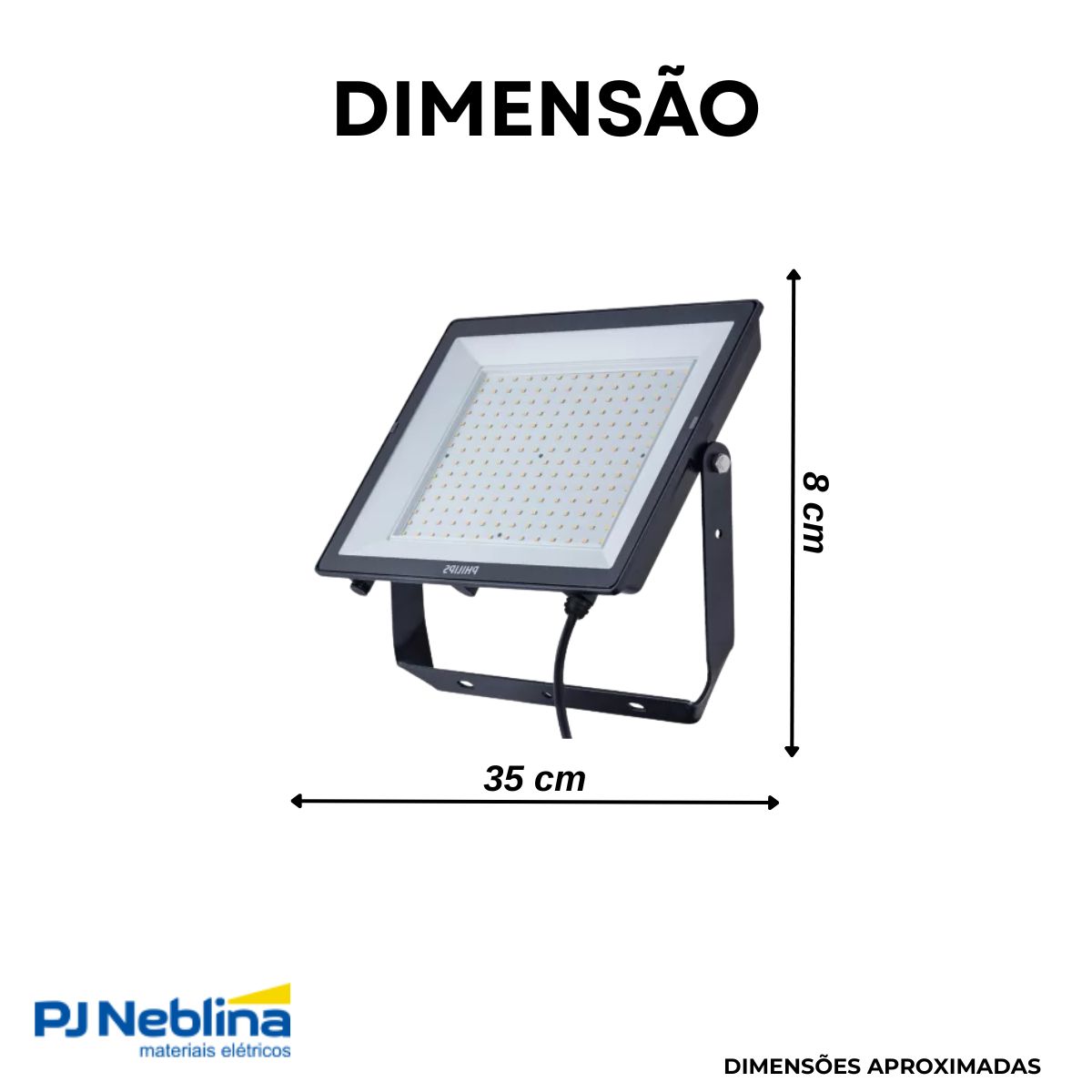 Luminária Refletor Led Retangular Sobrepor Preto 150W Bivolt 6500K Branco Frio 15000Lm 120G Ip65 - Philips