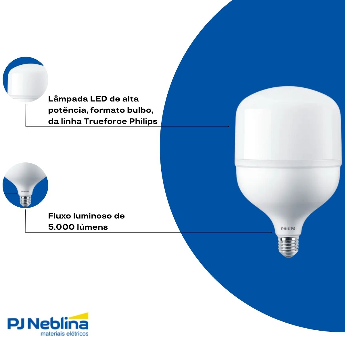 Lampada Led Bulbo Alta Potencia T 60w Bivolt E27 6500k Branc