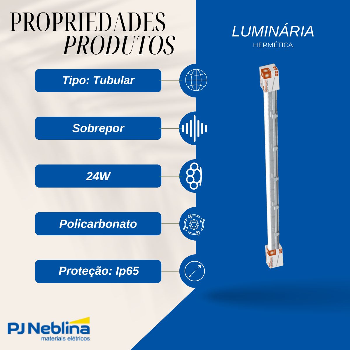 Luminária Hermética Tubular Sobrepor P/Lamp T5/T8 24W G5/G13 Cz Difusor Policarbonato Ip65 - Ledvance