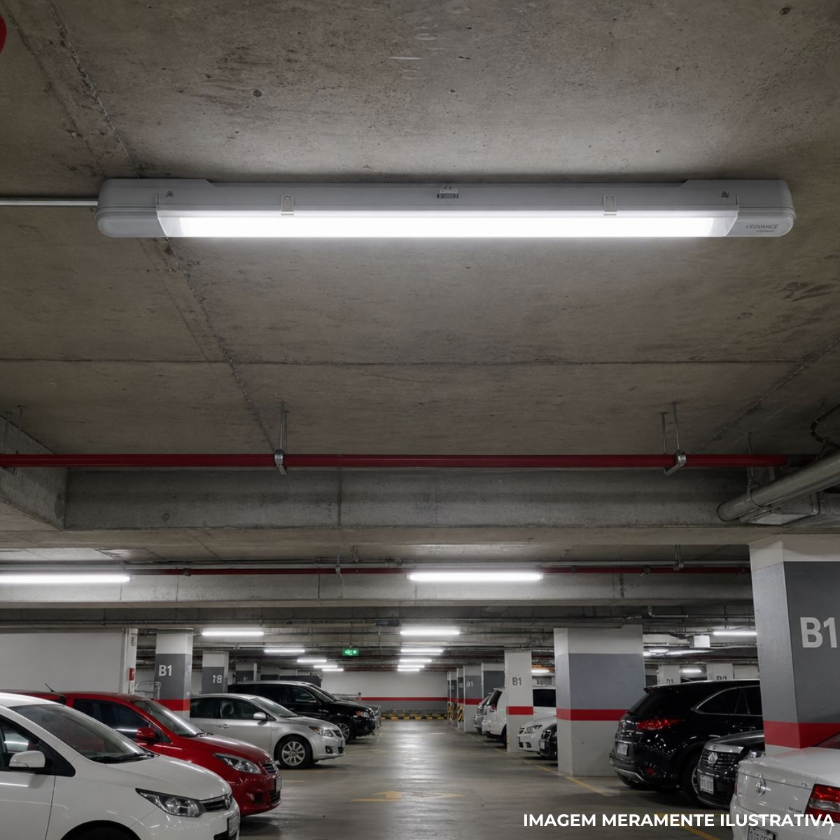 Luminária Hermética Tubular Sobrepor P/Lamp T5/T8 24W G5/G13 Cz Difusor Policarbonato Ip65 - Ledvance