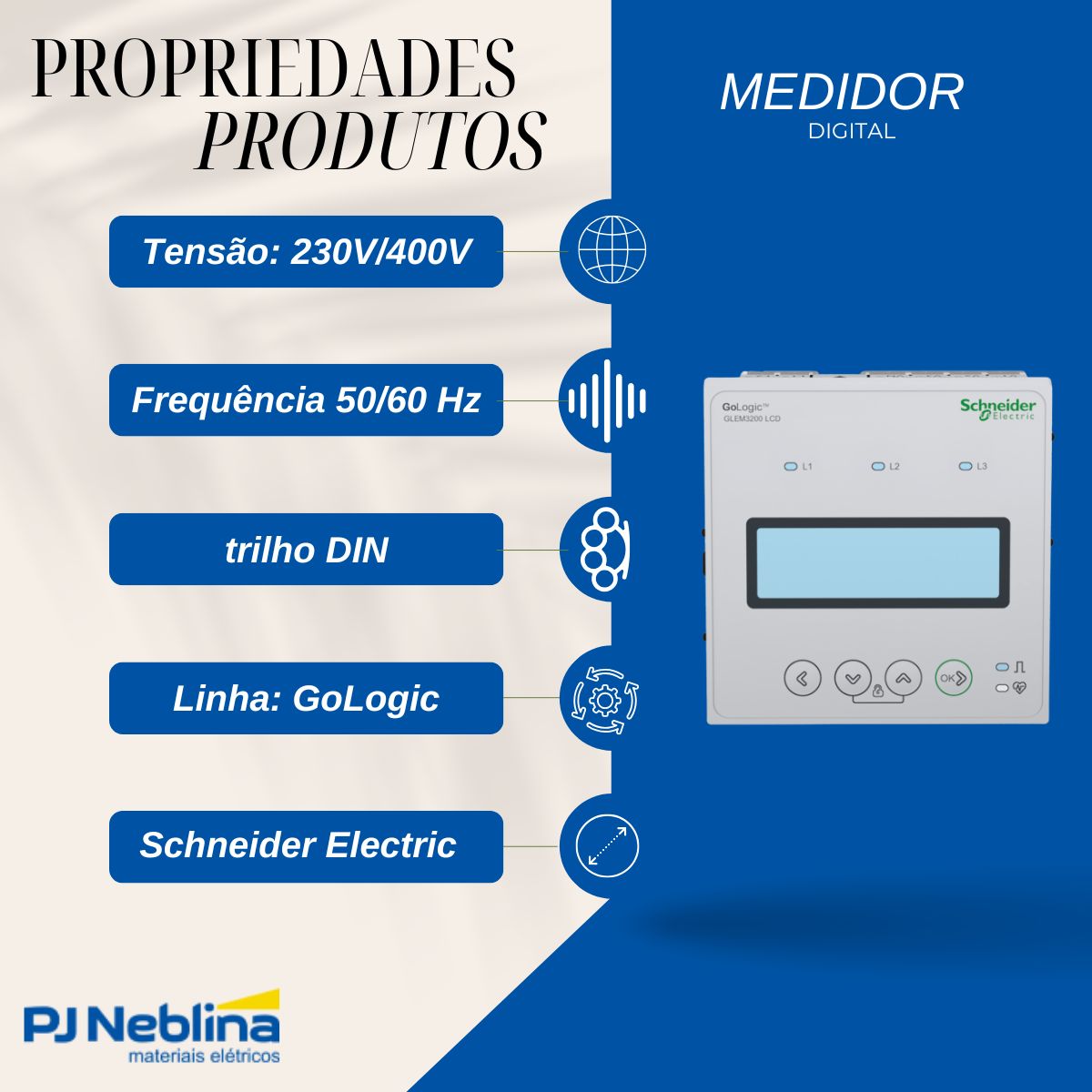 Medidor Digital Gologic Classe 1 - Schneider