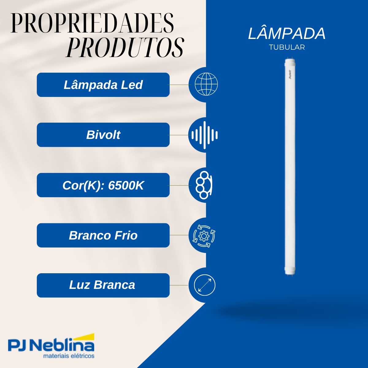 Lâmpada Led Tubular T8 18W Bivolt G13 6500K Branco Frio Luz Branca 1850Lm 1200Mm Vidro - Avant