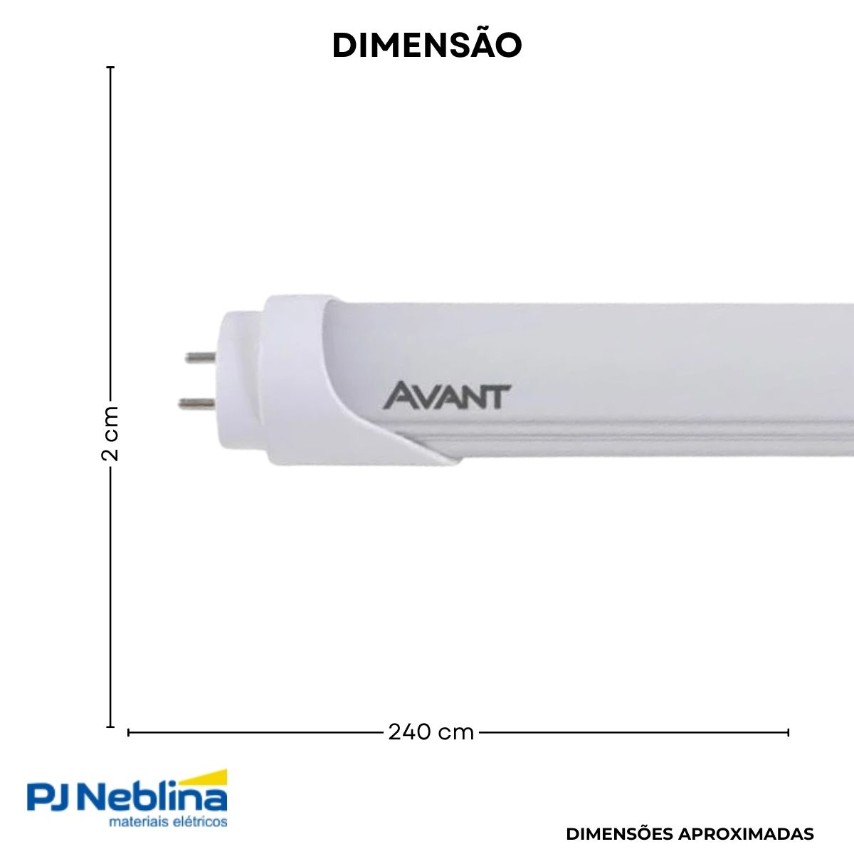 Lâmpada Led Tubular Ho T8 40W Bivolt G13 6500K Branco Frio Luz Branca 3800Lm 2400Mm Policarbonato - Avant