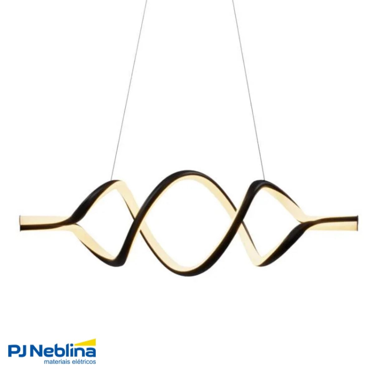 Luminária Pendente Led Horizon Dna Preto 48W Bivolt 3000K Branco Quente 2490Lm - Hevvy