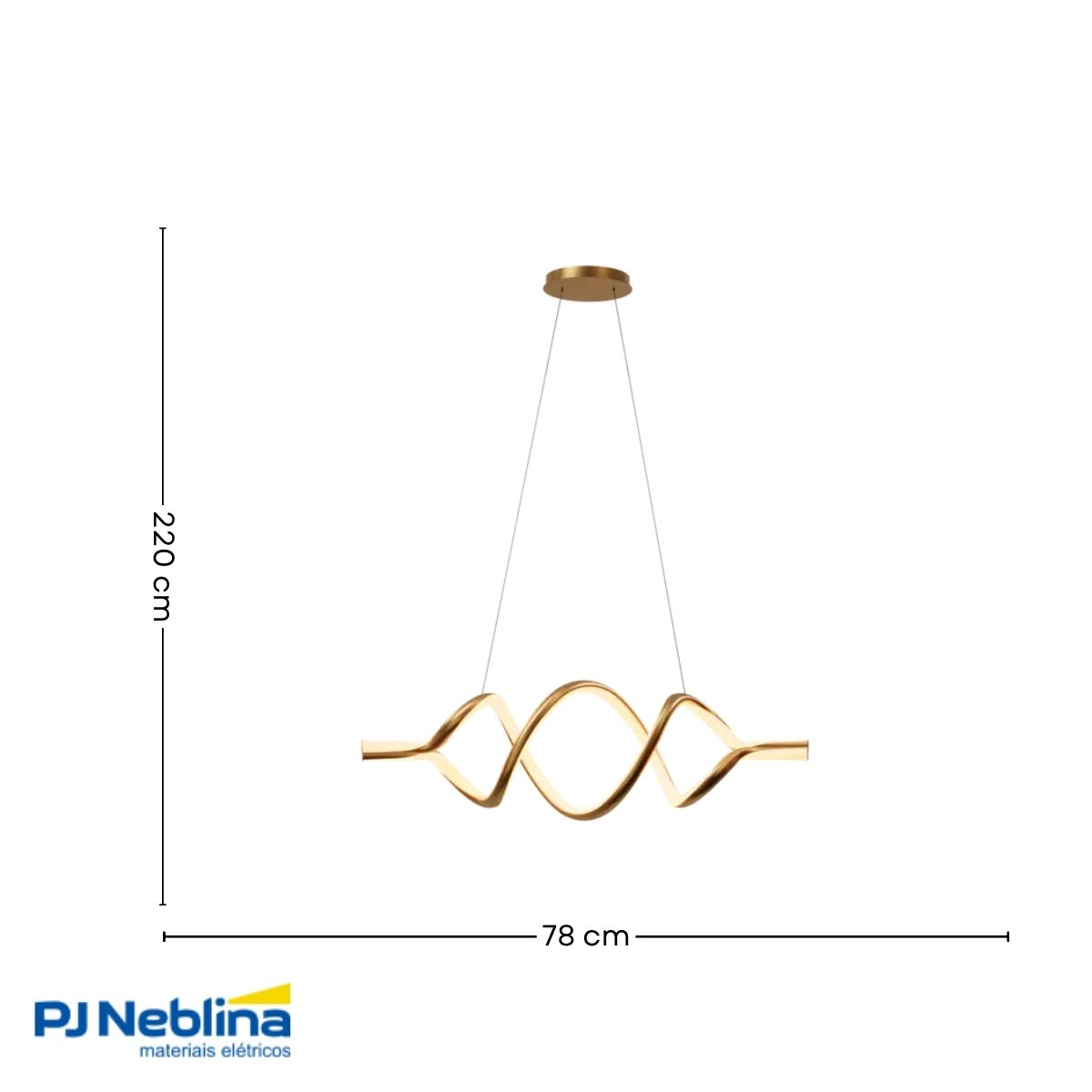 Luminária Pendente Led Horizon Dna Dourado 48W Bivolt 3000K Branco Quente 2490Lm - Hevvy