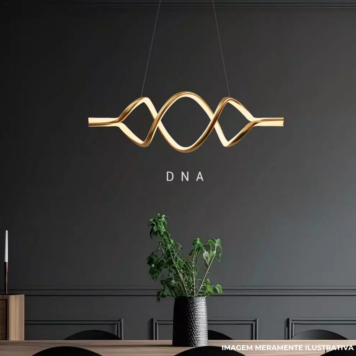 Luminária Pendente Led Horizon Dna Dourado 48W Bivolt 3000K Branco Quente 2490Lm - Hevvy