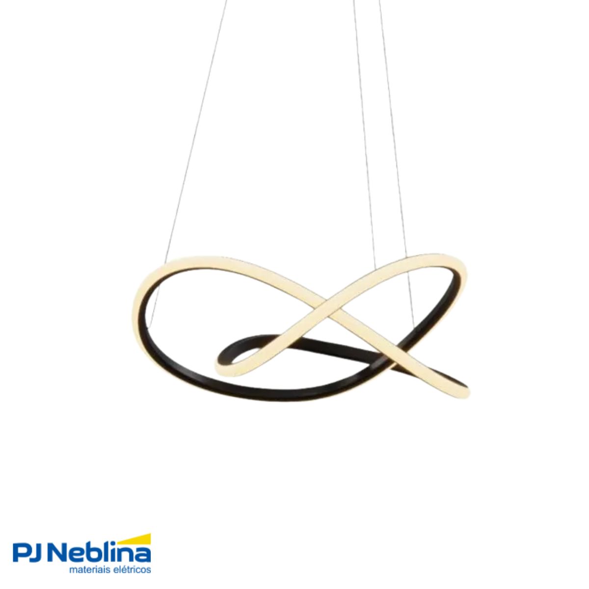 Luminária Pendente Led Horizon Snail Preto 60W Bivolt 3000K Branco Quente 3200Lm - Hevvy