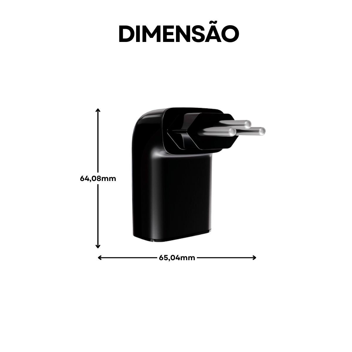 Protetor Surto Dps Tomada Iclamper Pocket Fit 2P+T Bivolt 10A 6Ka Preto Classe III - Clamper