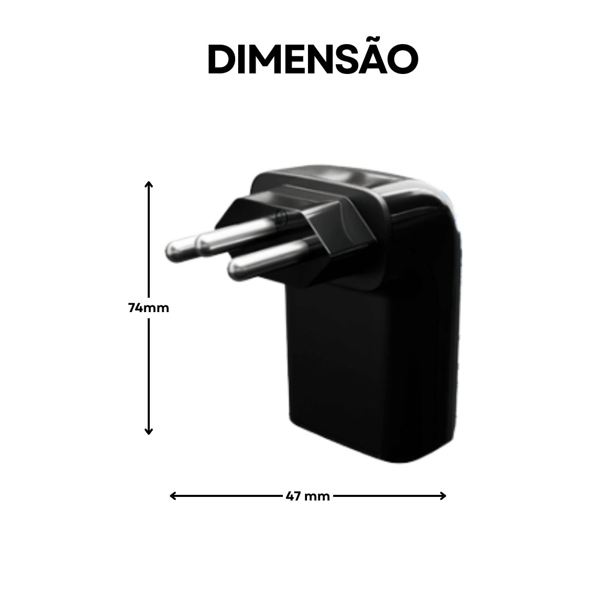 Protetor Surto Dps Tomada Iclamper Pocket Fit 2P+T Bivolt 20A 6Ka Preto Classe III - Clamper