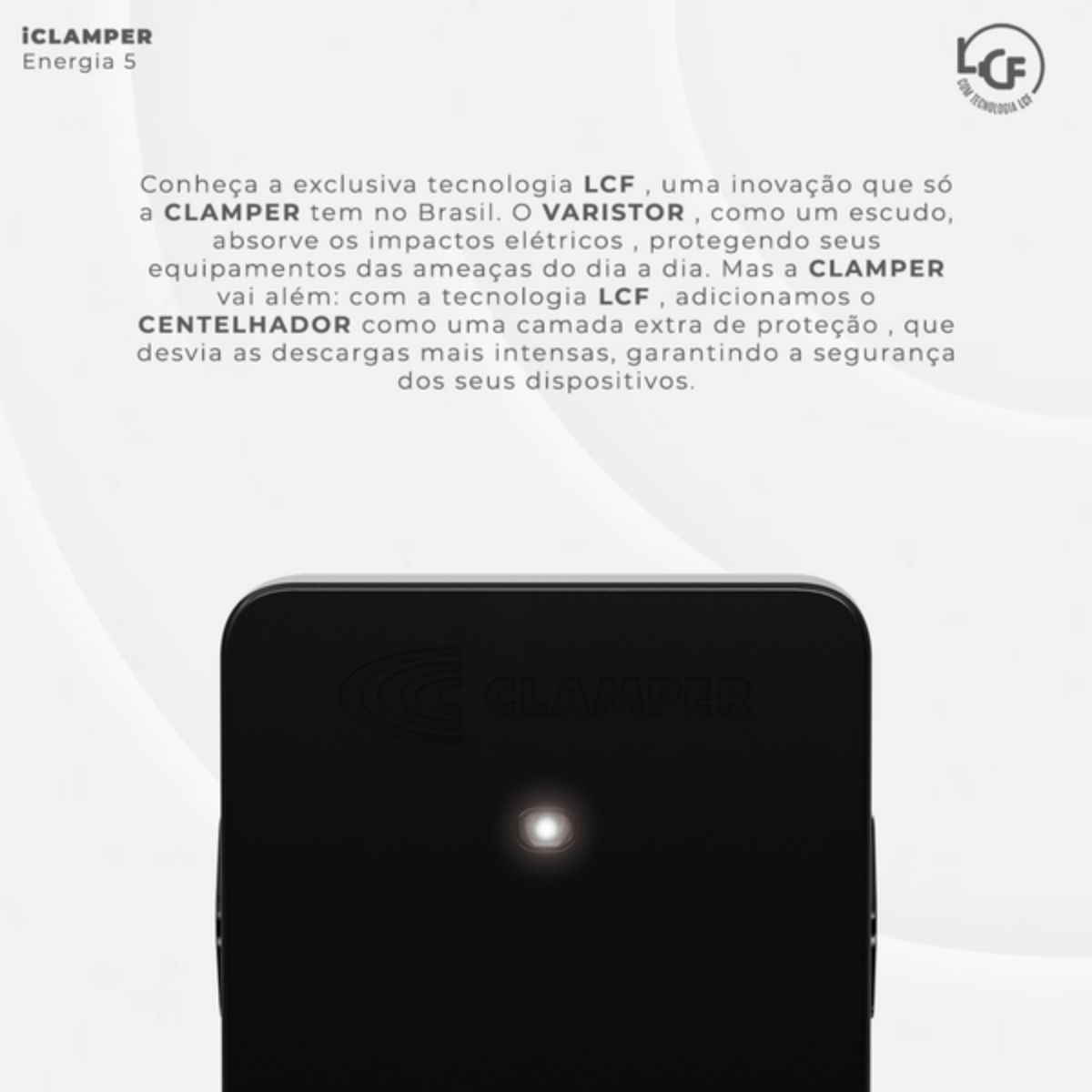 Protetor Surto Dps Tomada Iclamper 2P+T Bivolt 10A 4,5Ka Preto Classe Iii Com 3 Tomadas - Clamper