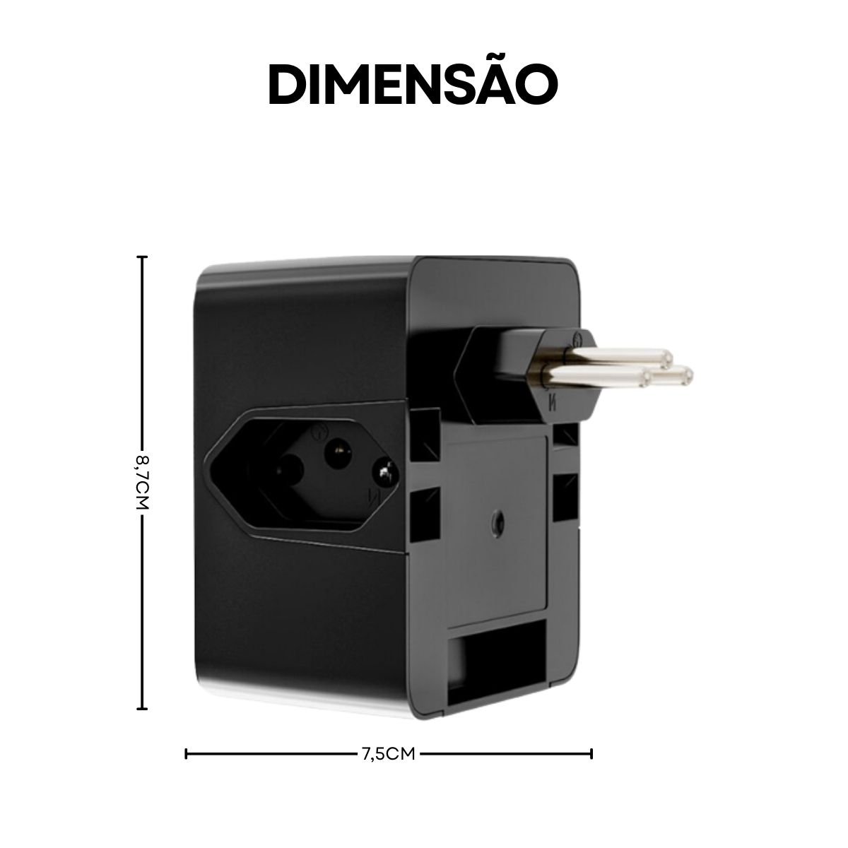 Protetor Surto Dps Tomada Iclamper 2P+T Bivolt 10A 4,5Ka Preto Classe Iii Com 3 Tomadas - Clamper