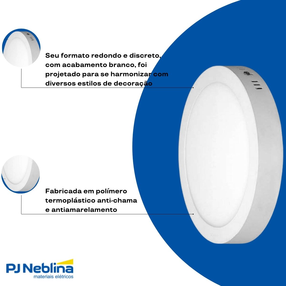 Luminária Painel Led Sobrepor Redondo Branco 18W Bivolt 6500K Branco Frio 1400Lm C/Sensor Presença - Ourolux
