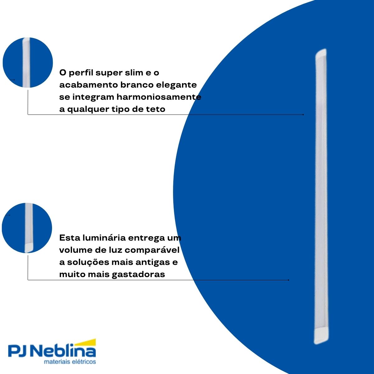 Luminária Linear Led Sobrepor Slim Branco 50W Bivolt 6500K Branco Frio 2340Lm - Ourolux