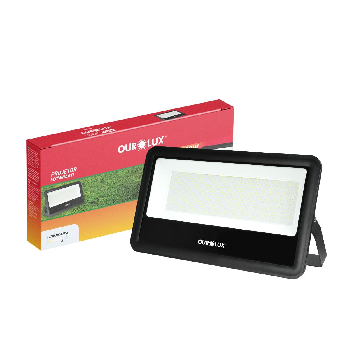 Refletor Led Preto 800W Bivolt Branco Frio 62000Lm - Ourolux