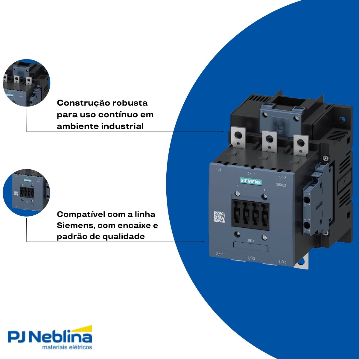 Contator Potencia Tripolar 97A 220-240Vca/Cc 2Na+2Nf 50/60Hz - Siemens
