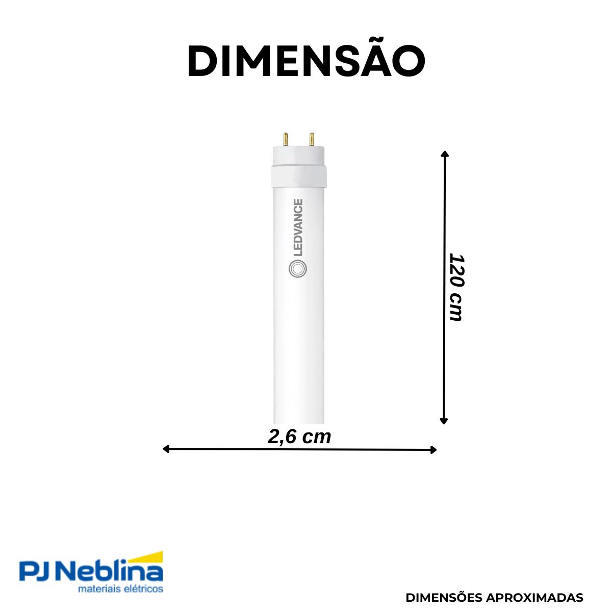 Lâmpada Led Tubular T8 18W Bivolt G13 4000K Branco Neutro Luz Branca 1850Lm 1200Mm Vidro - Ledvance