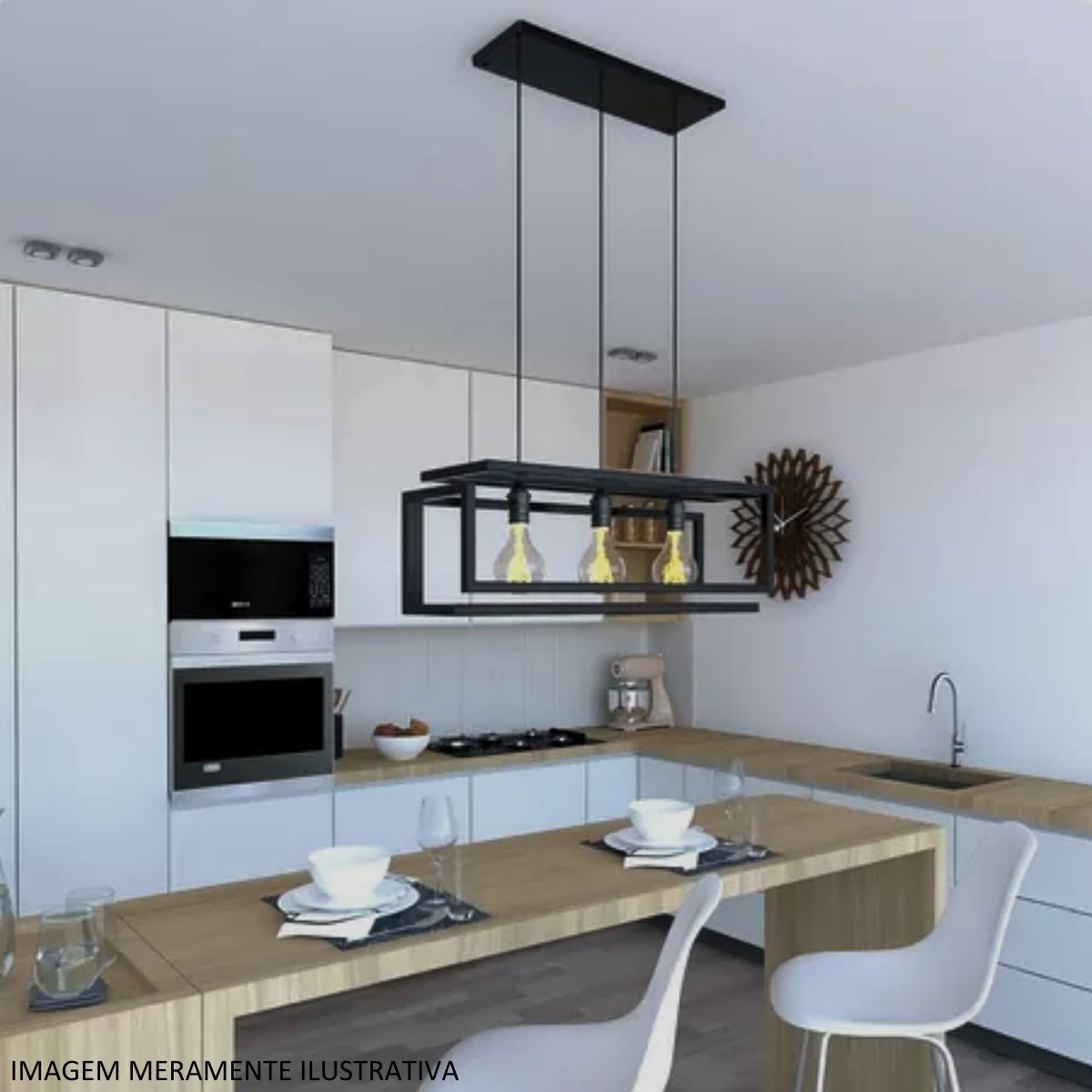 Luminária Pendente Konin Preto 3 Lâmpadas - Kin Light