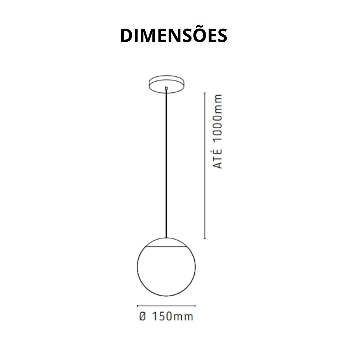 Luminária Pendente Hanover Preto Globo Fosco - Kin Light