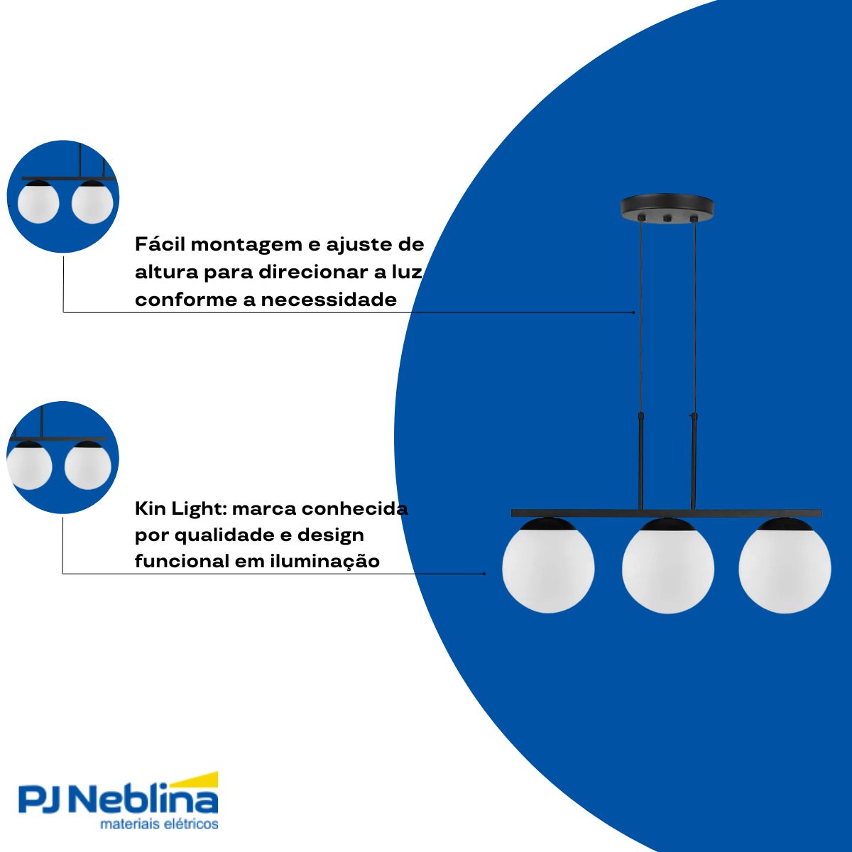 Luminaria Pendente Hanover Pt 3xe27 Globo Fosco