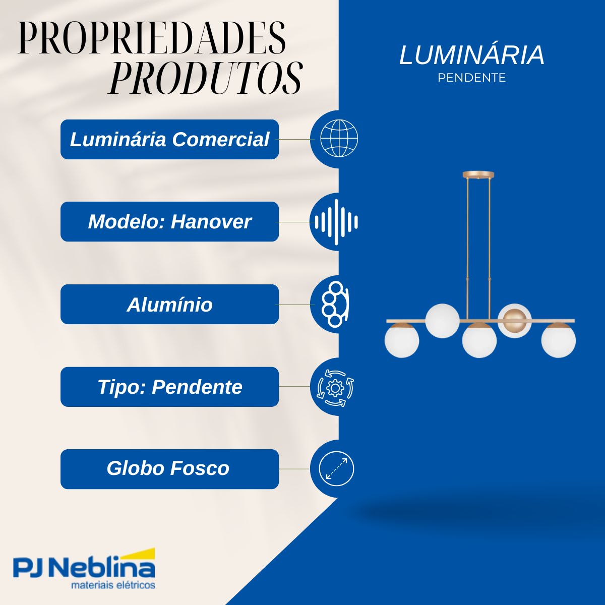 Luminaria Pendente Hanover Champanhe/dourado 5xe27 Globo Fos