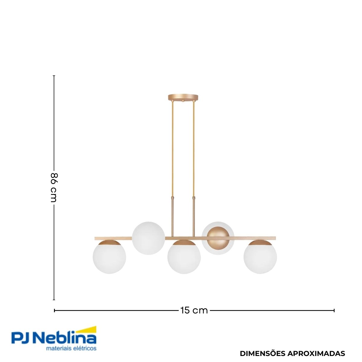 Luminaria Pendente Hanover Champanhe/dourado 5xe27 Globo Fos