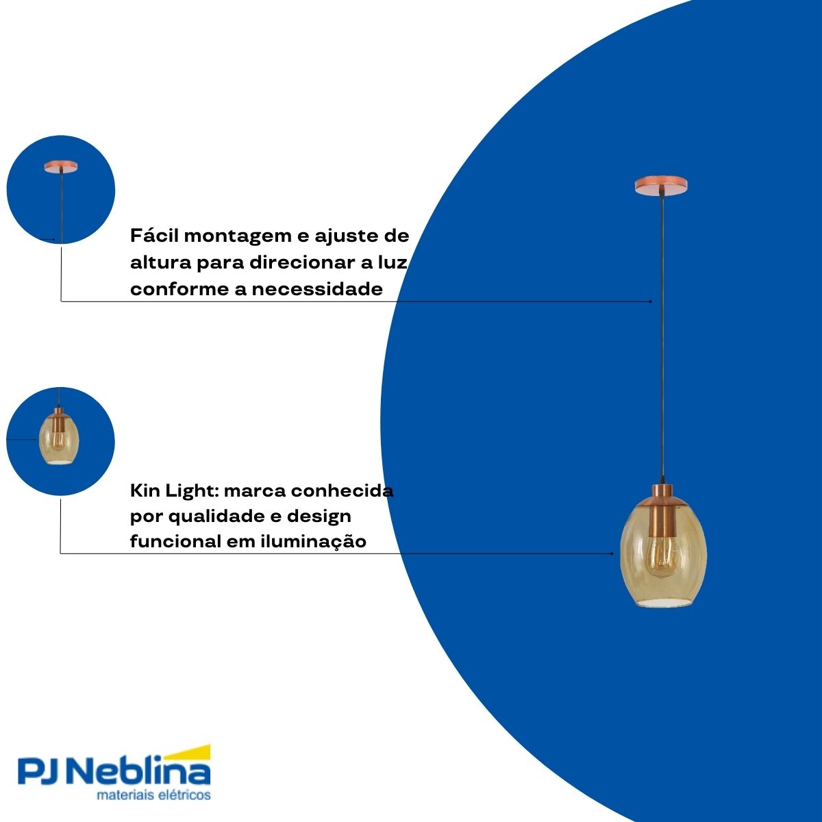 Luminaria Pendente Mascate Ambar E27