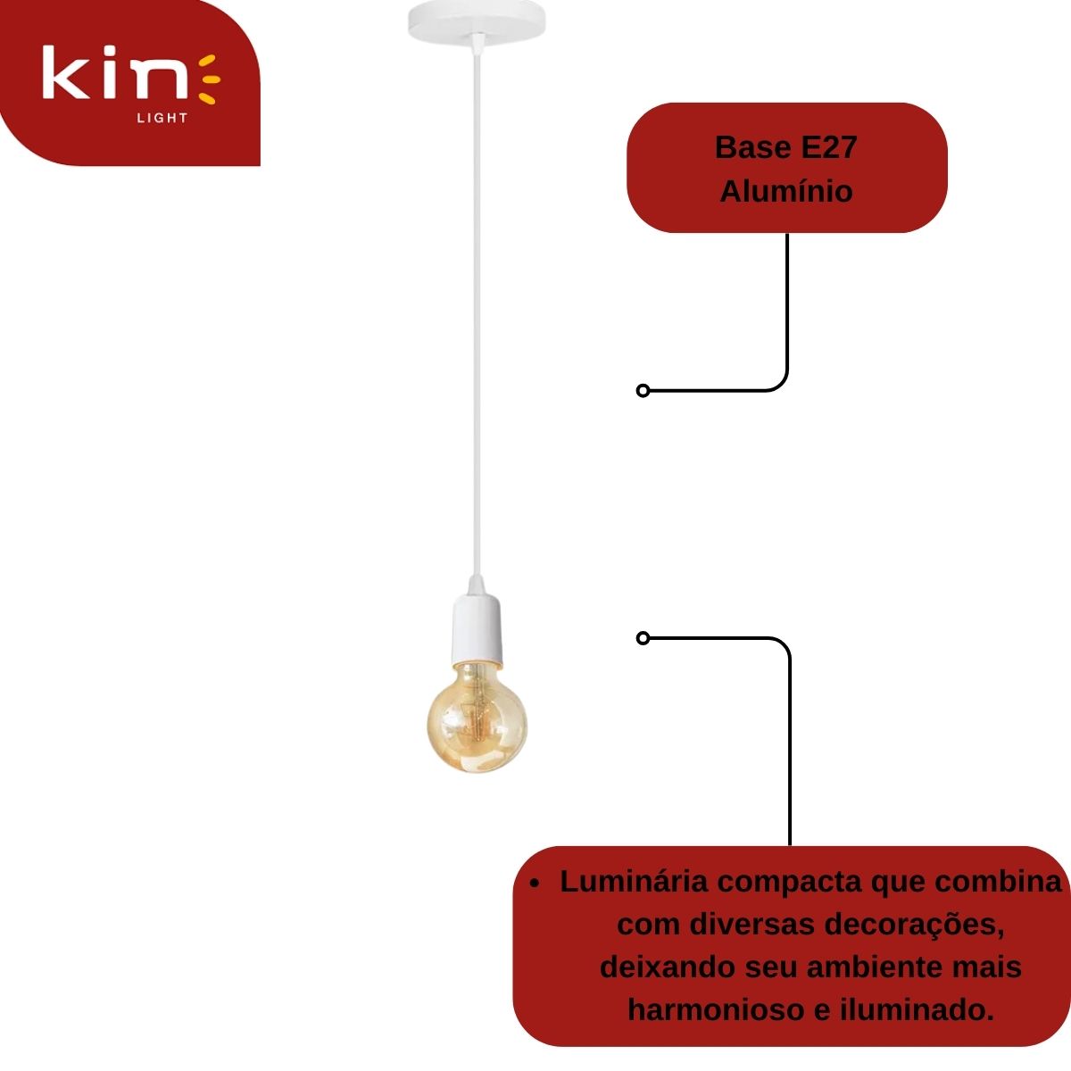 Luminária Pendente Orbital Branca - Kin Light