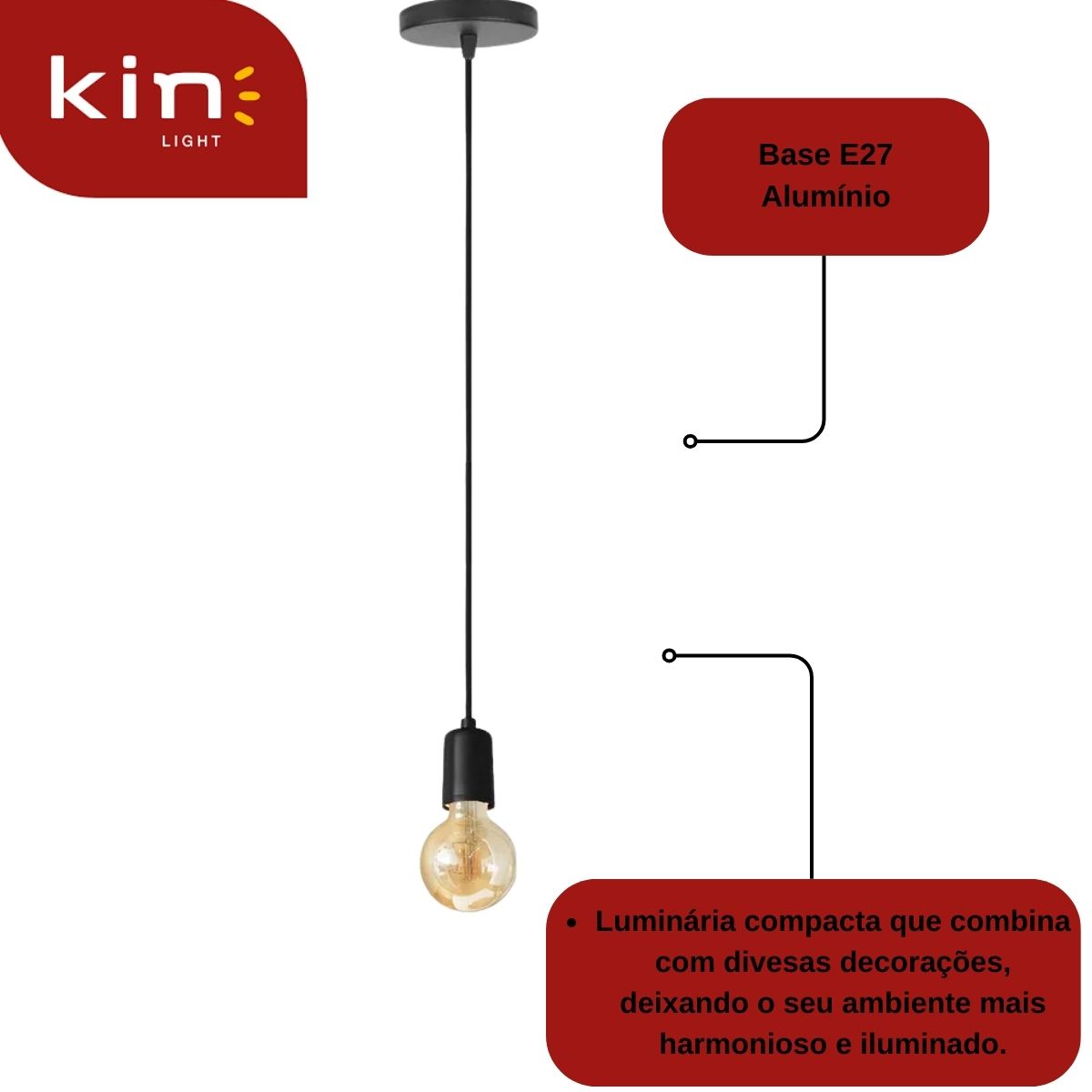 Luminária Pendente Orbital Preto - Kin Light