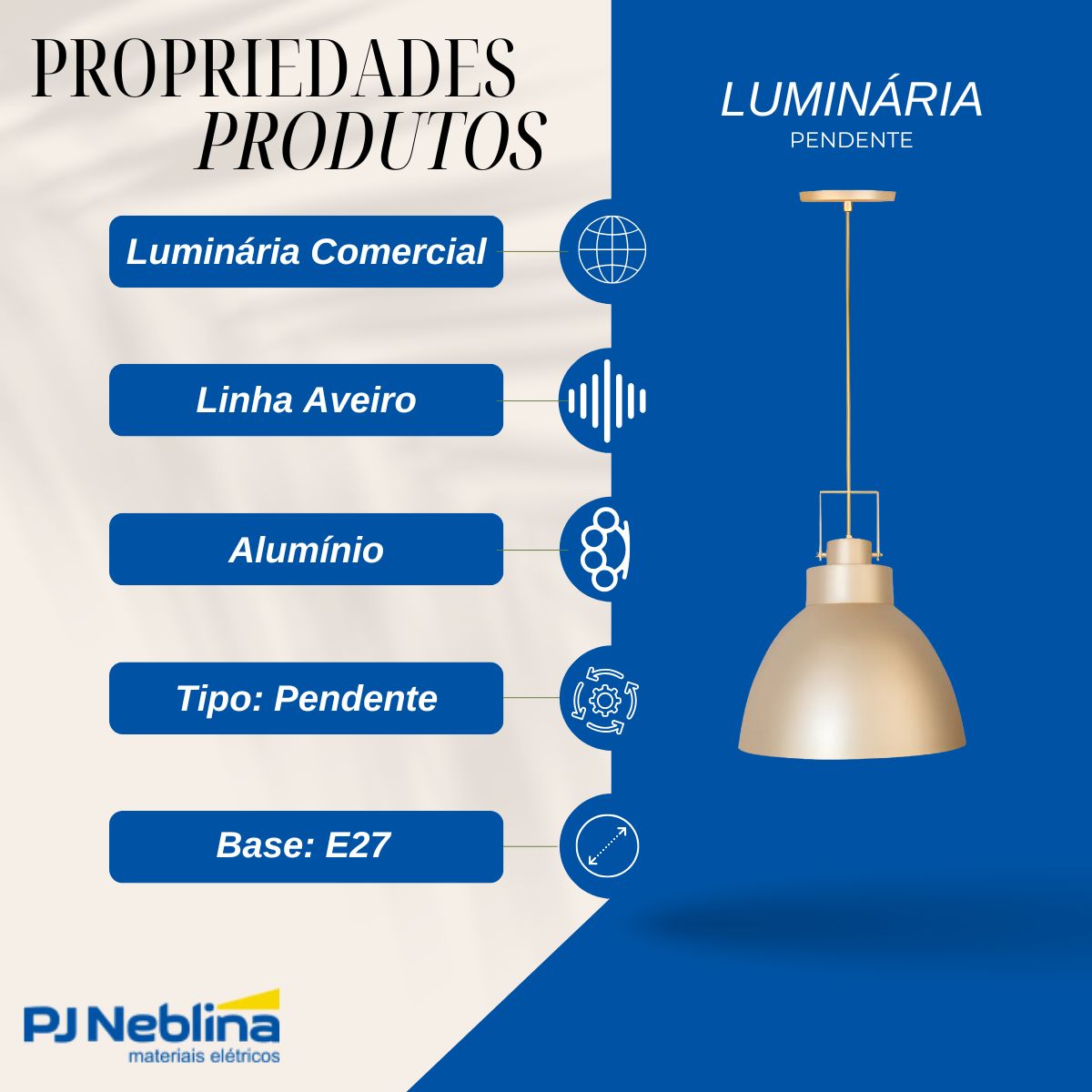 Luminaria Pendente Aveiro Champanhe/dourado E27