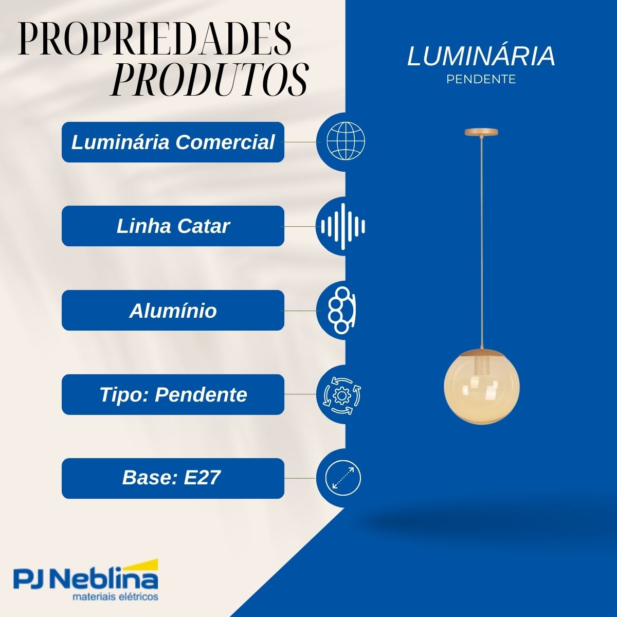 Luminaria Pendente Catar Dourado/ambar E27