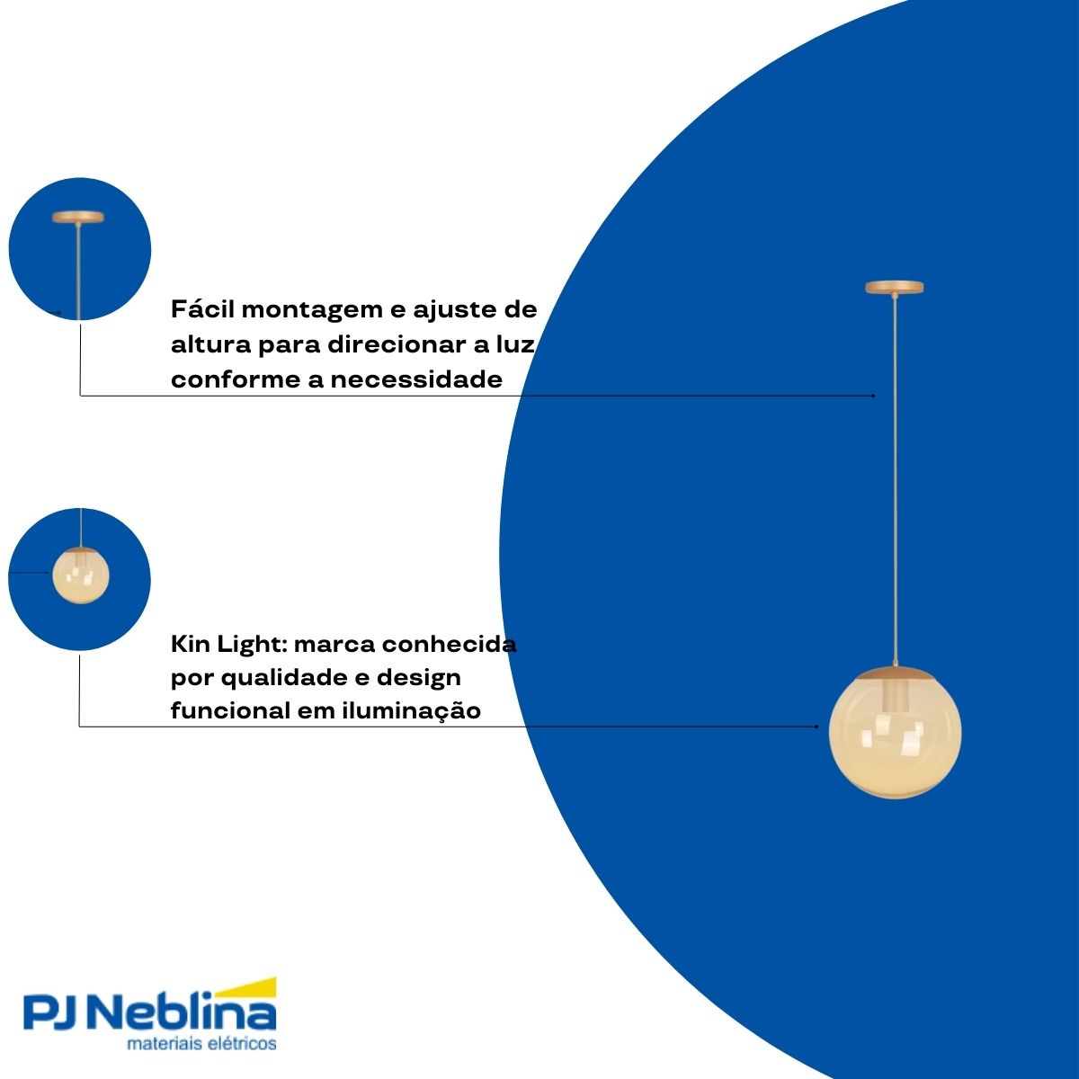 Luminaria Pendente Catar Dourado/ambar E27