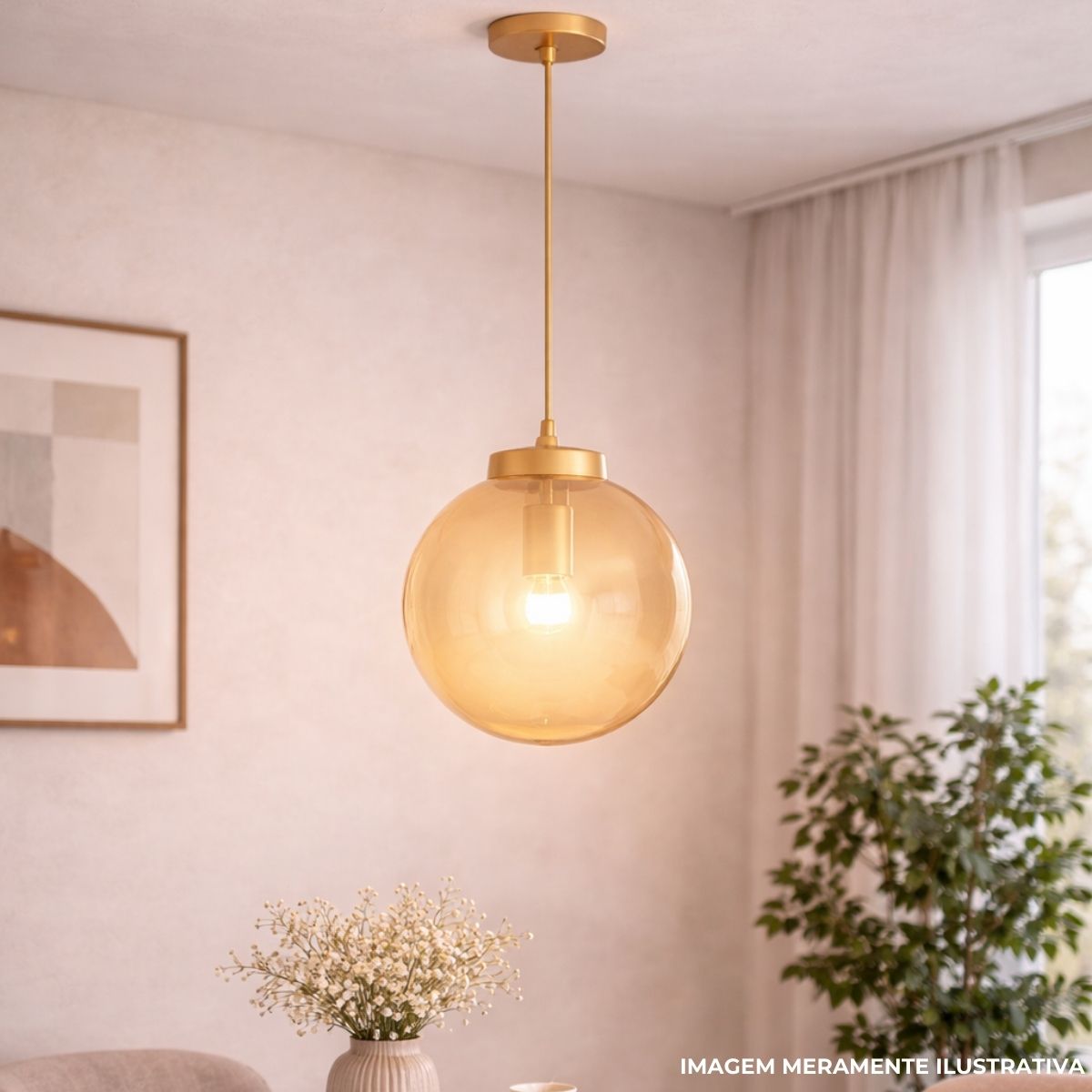 Luminaria Pendente Catar Dourado/ambar E27