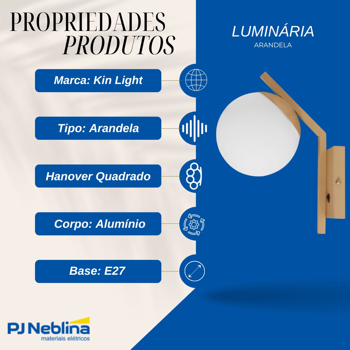 Luminaria Arandela Hanover Quad Champanhe/dourado E27
