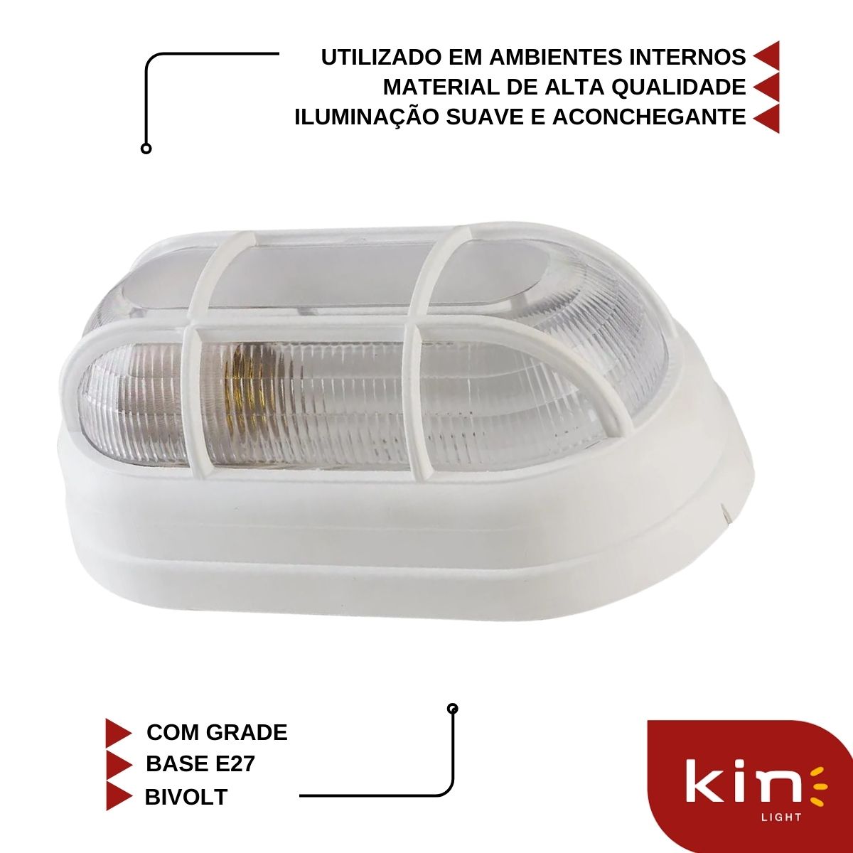 Luminária Tartaruga Com Grade Branco - Kin Light