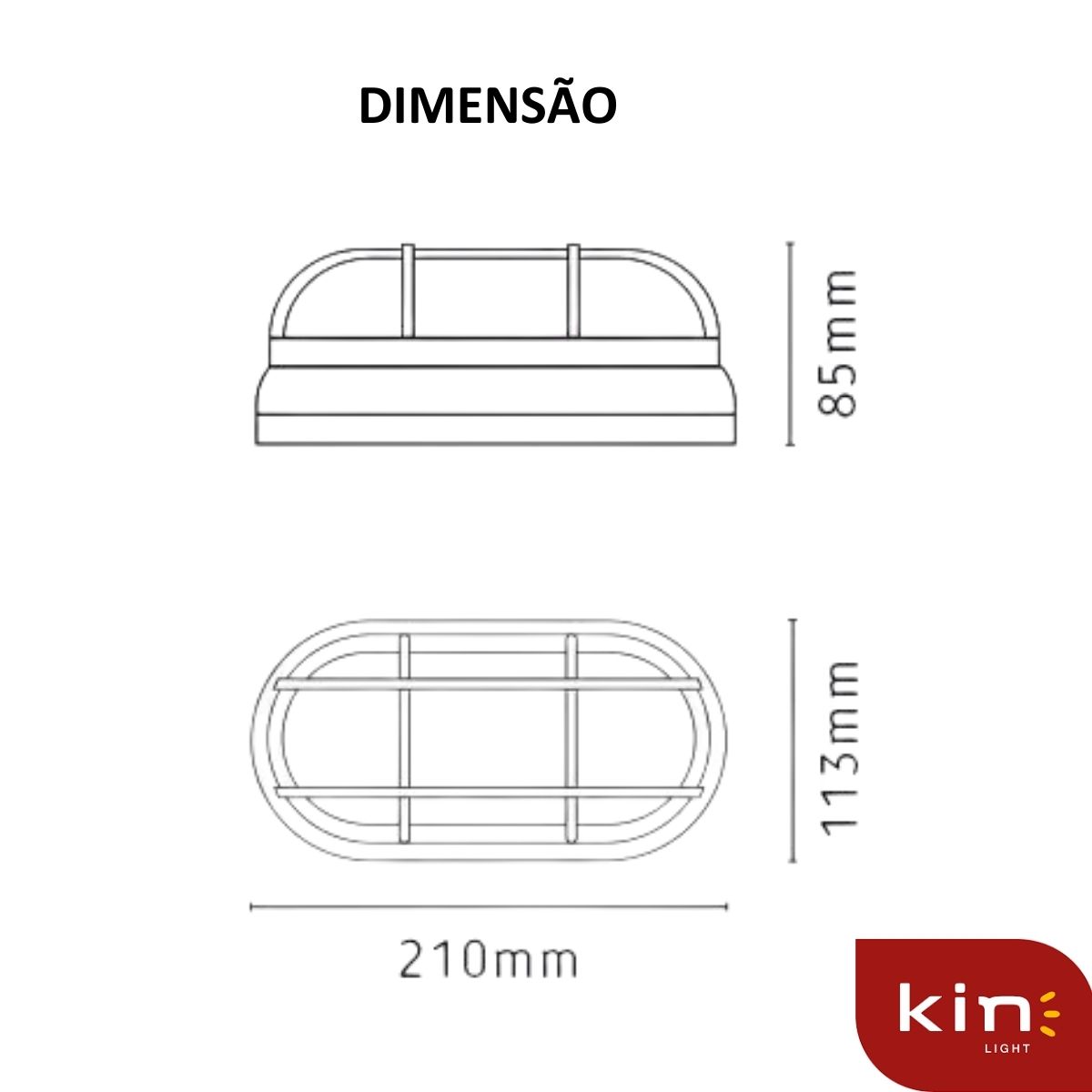 Luminária Tartaruga Com Grade Preto - Kin Light
