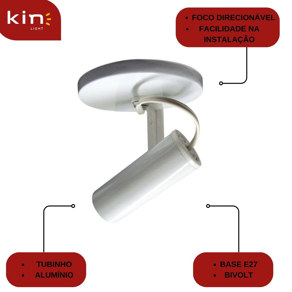 Luminária Spot Tubinho Foco Direcionável - Kin Light