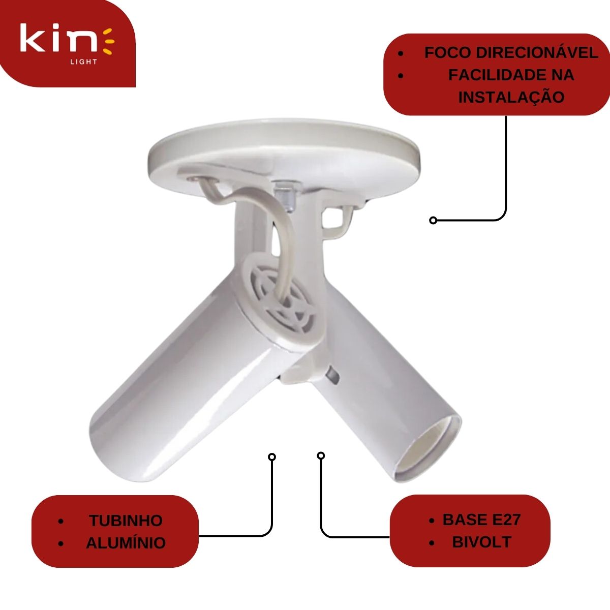 Luminária Spot Tubinho Foco Direcionável - Kin Light