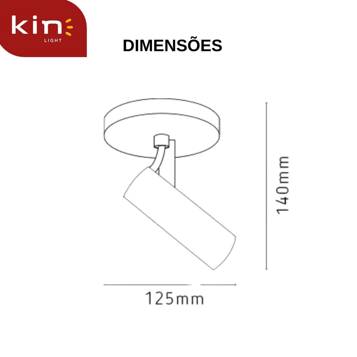 Luminária Spot Tubinho Preto Foco Direcionável - Kin Light