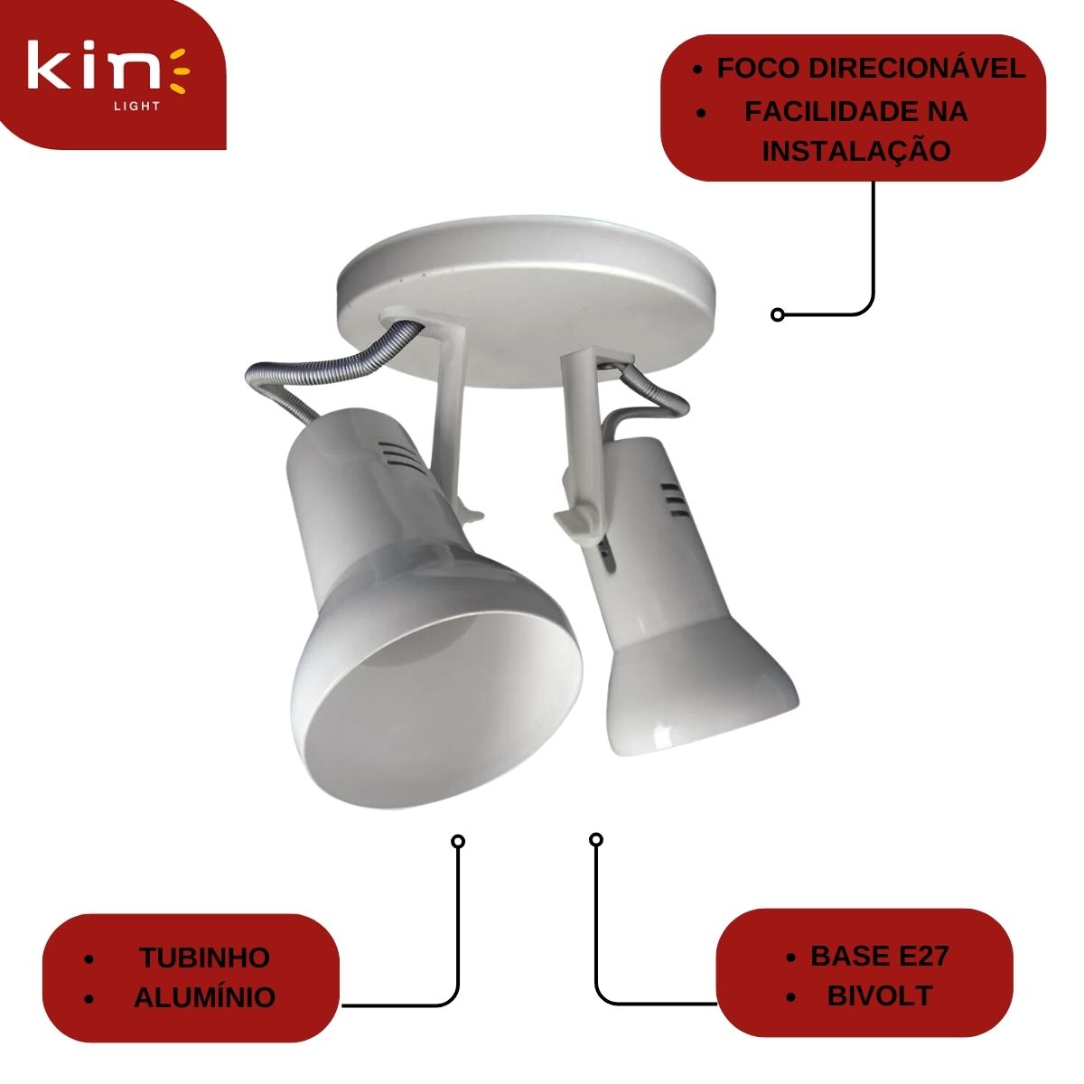 Luminária Spot Baulado Foco Direcionável - Kin Light